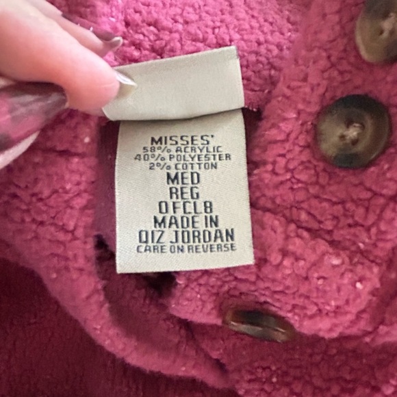 L.L.Bean Women’s Speckled Pink Fleece Button Down Jacket Warm Cozy Size M - Picture 8 of 13